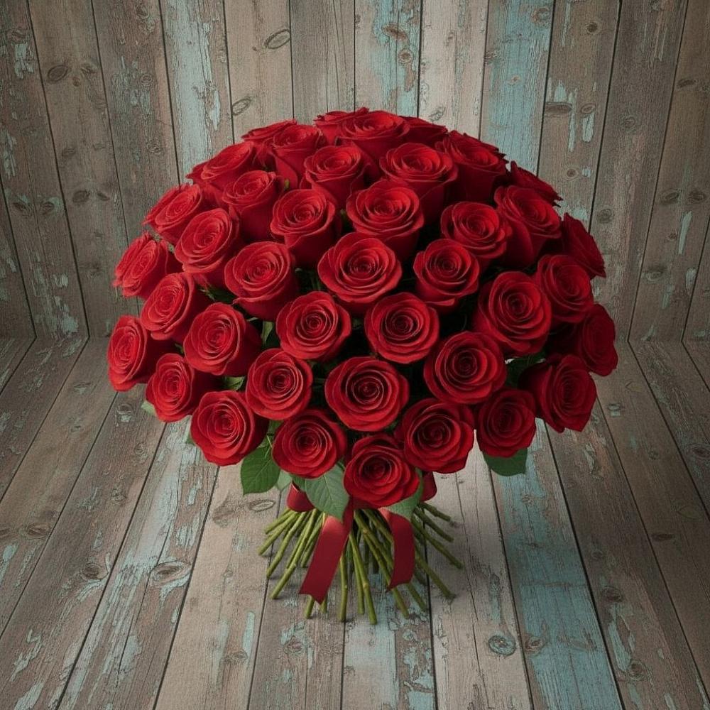 Букет 55 Красных роз Фридом в Чермозе