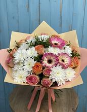 Букет цветов из:  Розы, Герберы и Хризантемы #REPLACE_PRED# Чермозе