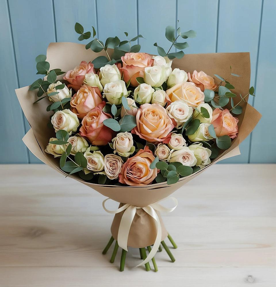 Букет цветов из: Альстромерии и Розы в Чермозе