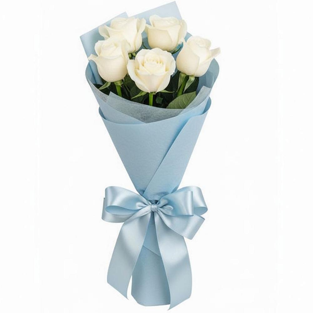 Букет 5 Белых роз Проуд в Чермозе