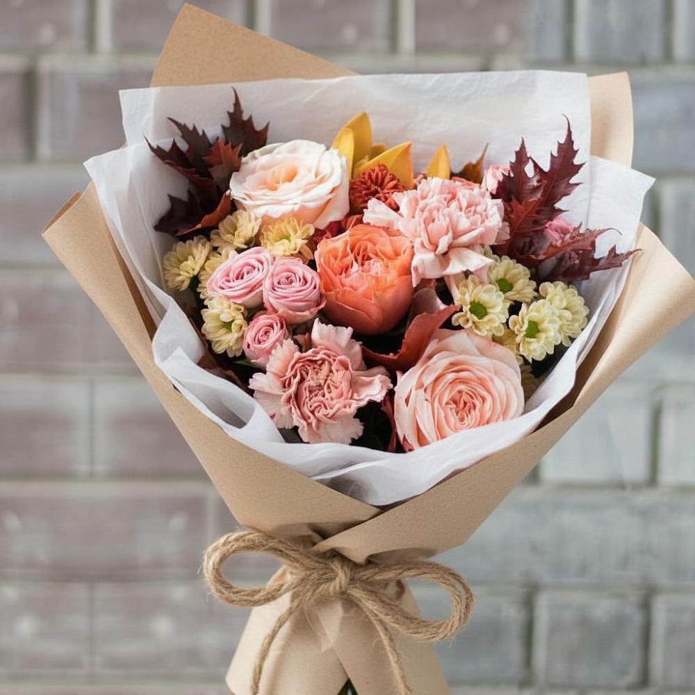 Букет цветов из: Гвоздики, Хризантемы и Розы в Чермозе