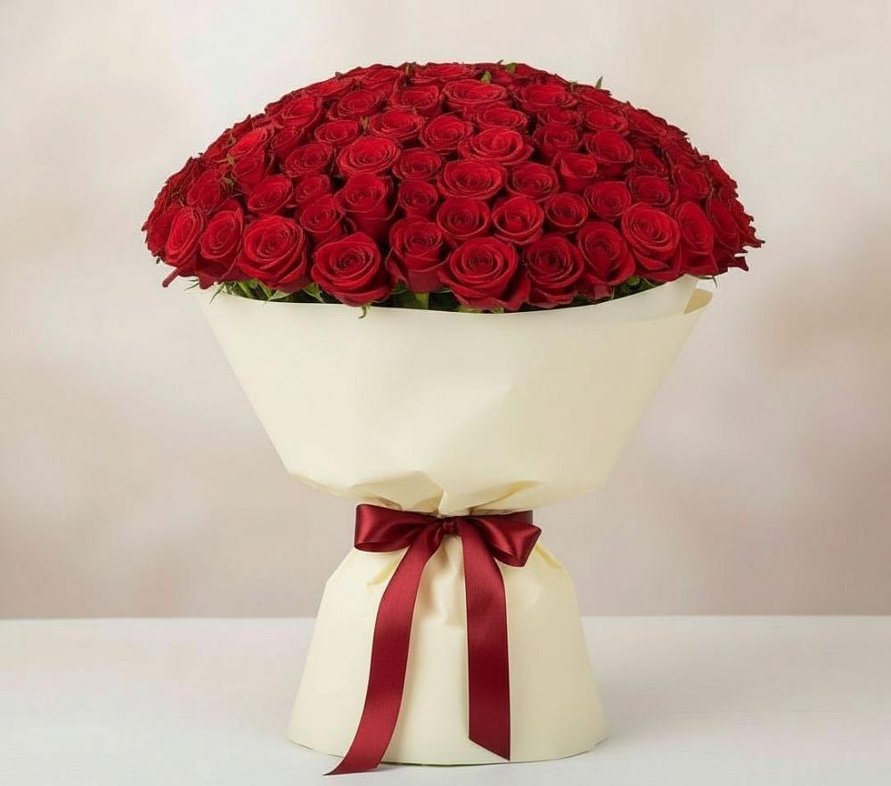 Букет 101 Красная роза Милано в Чермозе