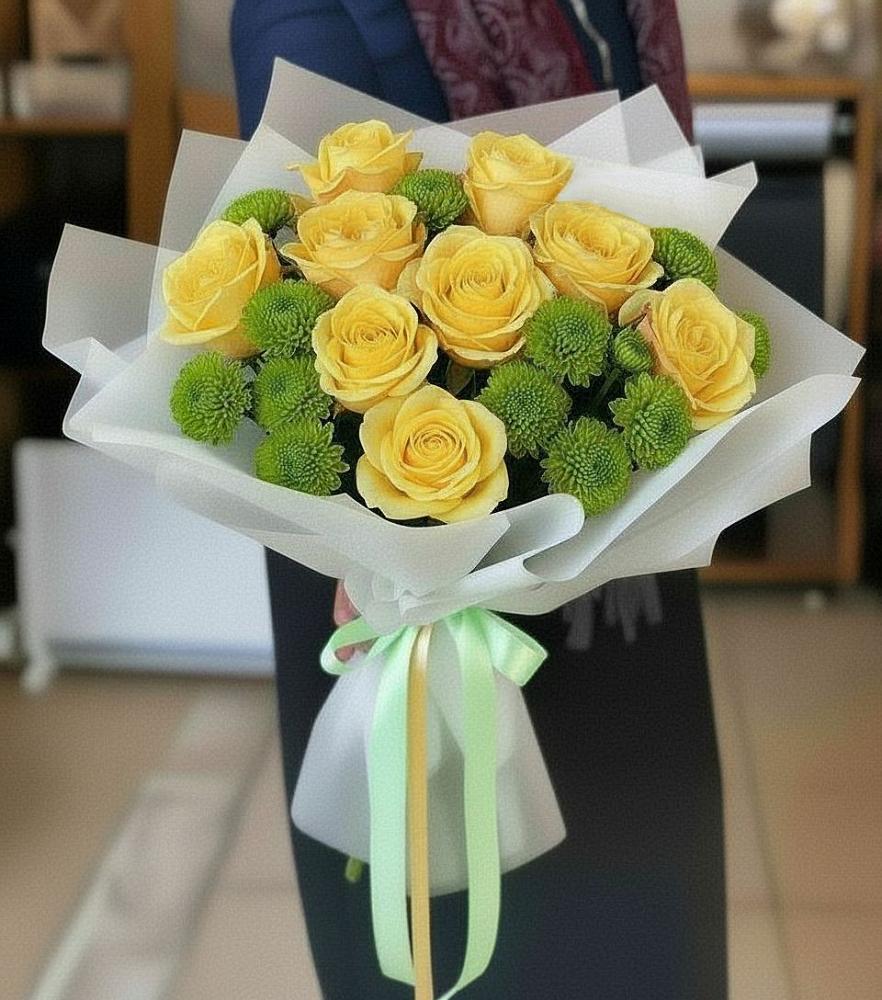 Букет цветов из: Хризантемы и Розы в Чермозе