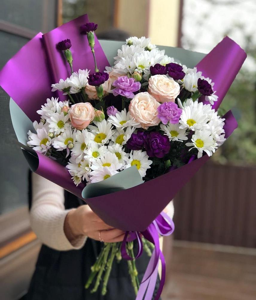 Букет цветов из: Хризантемы, Гвоздики и Розы в Чермозе