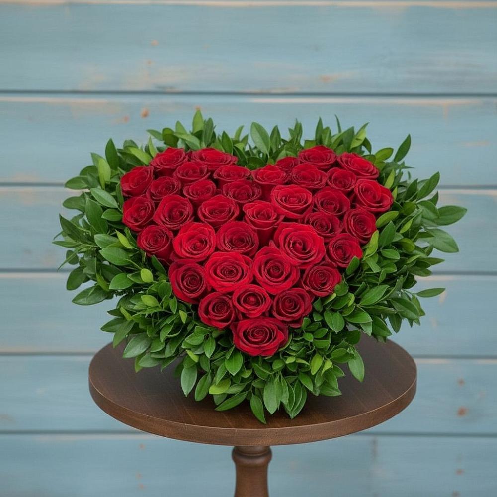 Цветочная композиция из Розы в виде сердца в Чермозе