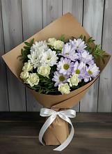 Букет цветов из:  Хризантемы и Розы #REPLACE_PRED# Чермозе