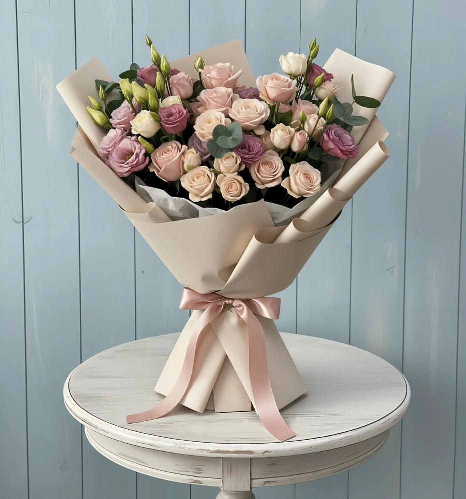 Букет цветов из: Розы и Лизиантусы в Чермозе