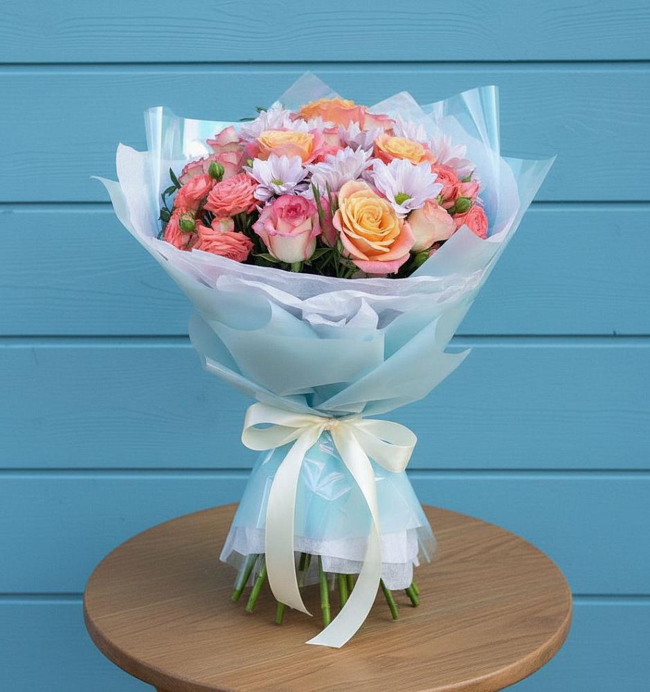 Букет цветов из: Хризантемы и Розы в Чермозе